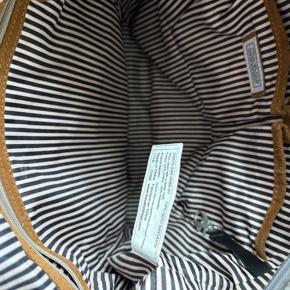 Travelon Heritage Tote Anti Theft Gray Canvas And Suede No Shoulder Strap - Picture 3 of 10